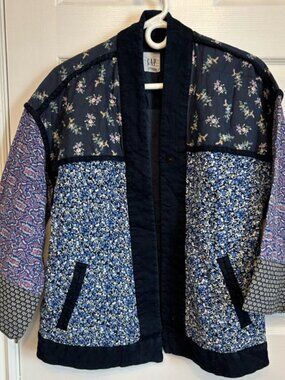 GAP Bohemian Revival Floral Patchwork Indie Quilted Kimono Jacket Coat Small